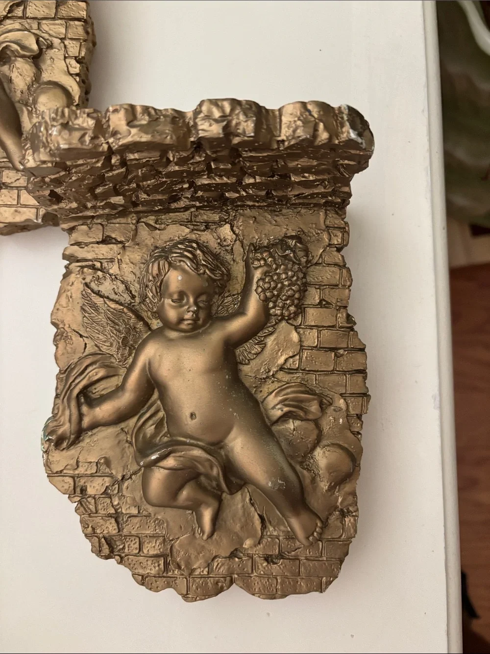 Gold Cherub Wall Sconce Shelves - Decorative Home Wall Decor
